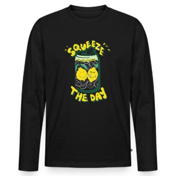 SmileyWorld Getränk Mit Smiley-Zitronen - Männer Premium Bio Langarmshirt - Schwarz - Vorne - Nico (187cm)