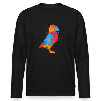 Puffin Bunter Papageientaucher Papageitaucher - Men's Premium Organic Long Sleeve Shirt - black - Front - Nico (187cm)