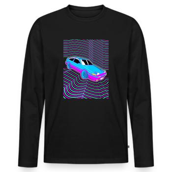 Auto Vaporwave JDM - Corolla AE86 - T-shirt manches longues Premium bio Homme - noir - Devant - Nico (187cm)
