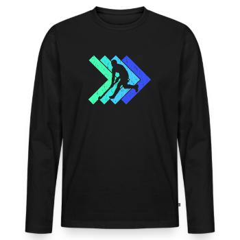 Retro Field Hockey Indoor Hockey Players - Men's Premium Organic Long Sleeve Shirt - black - Front - Nico (187cm)