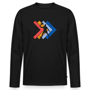 Retro Padel Player Motif with Padel Player - Men's Premium Organic Long Sleeve Shirt - black - Front - Nico (187cm)