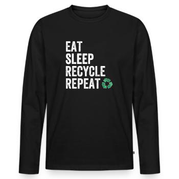 Manger Dormir Recycler Répéter - T-shirt manches longues Premium bio Homme - noir - Devant - Nico (187cm)
