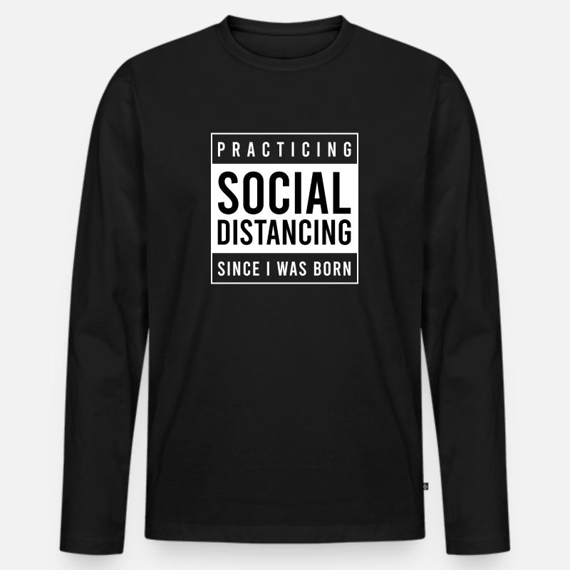 SOCIAL DISTANCING - Männer Premium Bio Langarmshirt - Schwarz