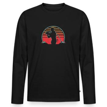 Hornussen Retro Sonne - Männer Premium Bio Langarmshirt - Schwarz - Vorne - Nico (187cm)