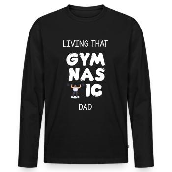 living that gymnastic dad - Männer Premium Bio Langarmshirt - Schwarz - Vorne - Nico (187cm)