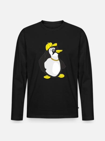 cooler Pinguin - Männer Premium Bio Langarmshirt - Schwarz