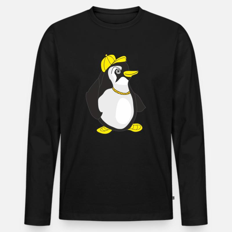 cooler Pinguin - Männer Premium Bio Langarmshirt - Schwarz