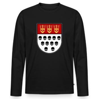 Schädel-Köln - Männer Premium Bio Langarmshirt - Schwarz - Vorne - Nico (187cm)