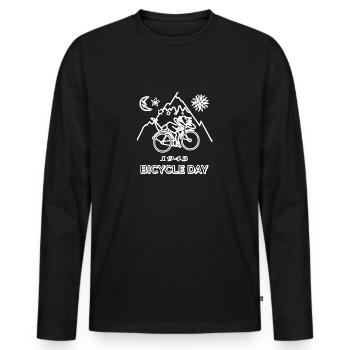 LSD Albert Hofmann Bicycle Day Acid - Männer Premium Bio Langarmshirt - Schwarz - Vorne - Nico (187cm)