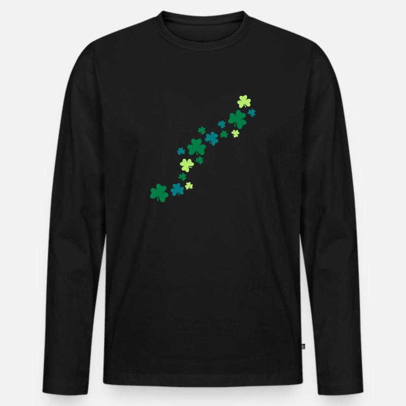 Shamrocks - Männer Premium Bio Langarmshirt - Schwarz
