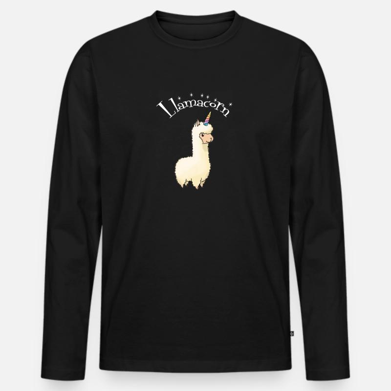 Lamacorn - Männer Premium Bio Langarmshirt - Schwarz