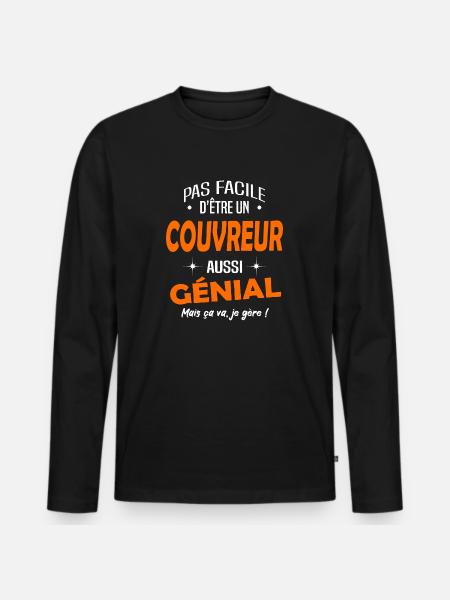 Couvreur zingueur - T-shirt manches longues Premium bio Homme - noir