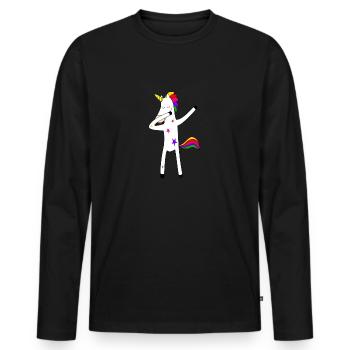 Unicorn - Männer Premium Bio Langarmshirt - Schwarz - Vorne - Nico (187cm)
