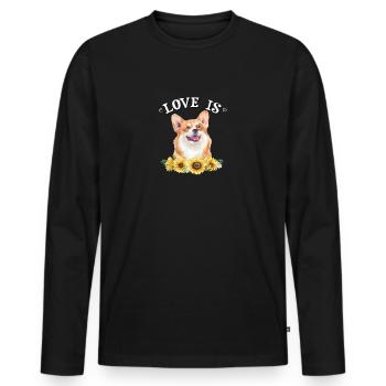 Corgi - Männer Premium Bio Langarmshirt - Schwarz - Vorne - Nico (187cm)