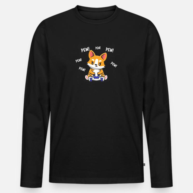 Corgi - Männer Premium Bio Langarmshirt - Schwarz