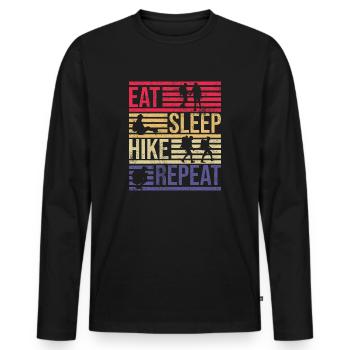 Eat Sleep Hike Repeat Vintage Retro - Men's Premium Organic Long Sleeve Shirt - black - Front - Nico (187cm)