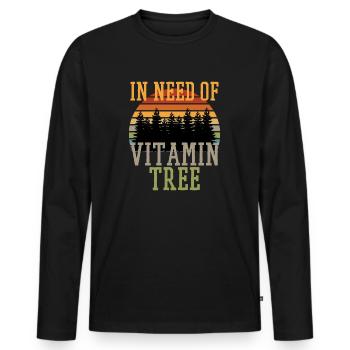 Forest bathing Forest love saying VITAMIN TREE Forest trees - Men's Premium Organic Long Sleeve Shirt - black - Front - Nico (187cm)