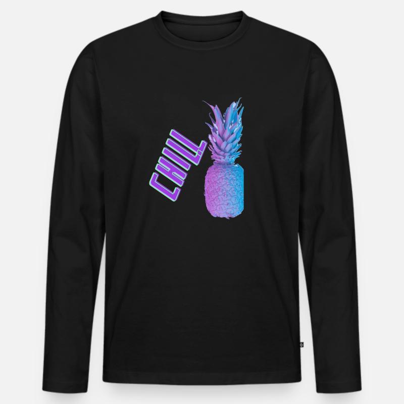 chill Annanas - Männer Premium Bio Langarmshirt - Schwarz