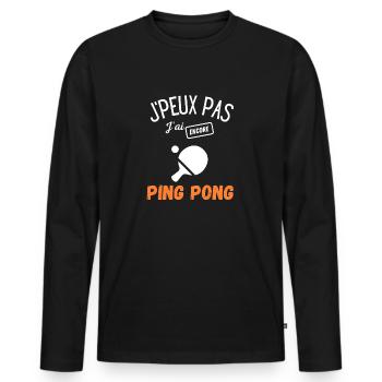 J'peux pas j'ai encore ping pong - T-shirt manches longues Premium bio Homme - noir - Devant - Nico (187cm)