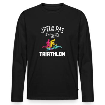 J'peux pas j'ai encore triathlon - T-shirt manches longues Premium bio Homme - noir - Devant - Nico (187cm)