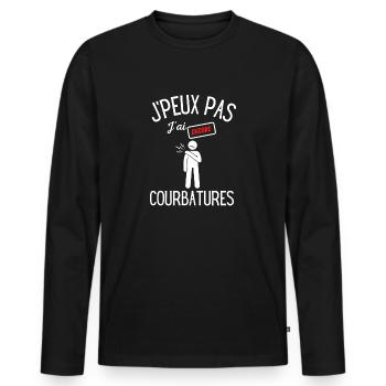 J'peux pas j'ai encore courbatures - T-shirt manches longues Premium bio Homme - noir - Devant - Nico (187cm)