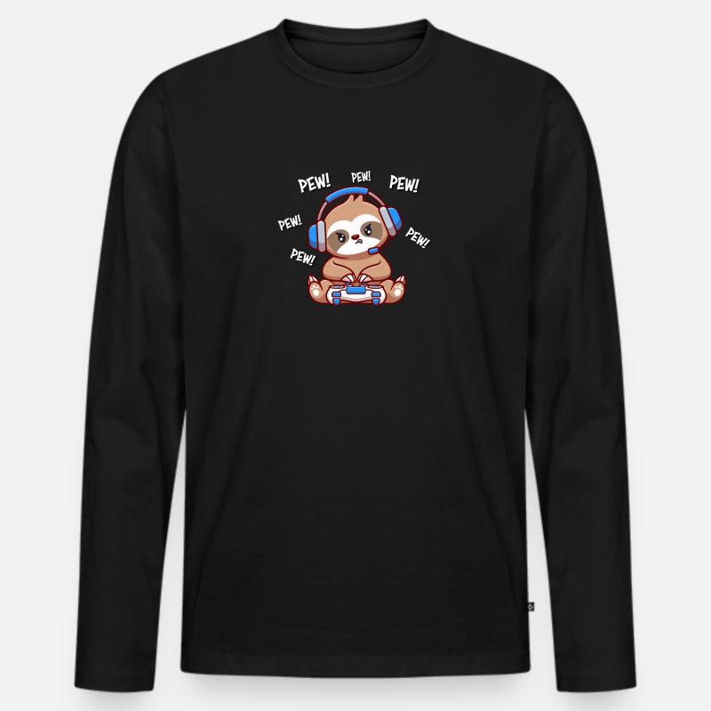 Faultier - Männer Premium Bio Langarmshirt - Schwarz