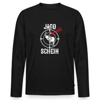Jagdschein Jägerprüfung Grünes Abitur Bestanden - Männer Premium Bio Langarmshirt - Schwarz - Vorne - Nico (187cm)