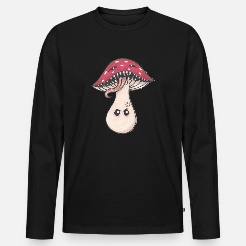 Verrückter Pilz - Männer Premium Bio Langarmshirt - Schwarz