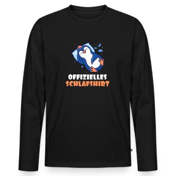 Pinguin Offizielles Schlafshirt Schlafanzug - Männer Premium Bio Langarmshirt - Schwarz - Vorne - Nico (187cm)