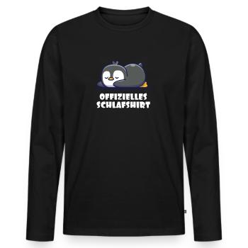 Pinguin Offizielles Schlafshirt Schlafanzug - Männer Premium Bio Langarmshirt - Schwarz - Vorne - Nico (187cm)