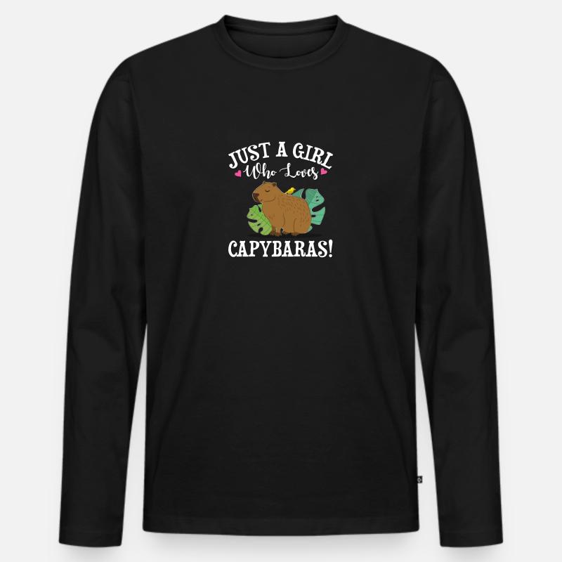 Capybara - Männer Premium Bio Langarmshirt - Schwarz