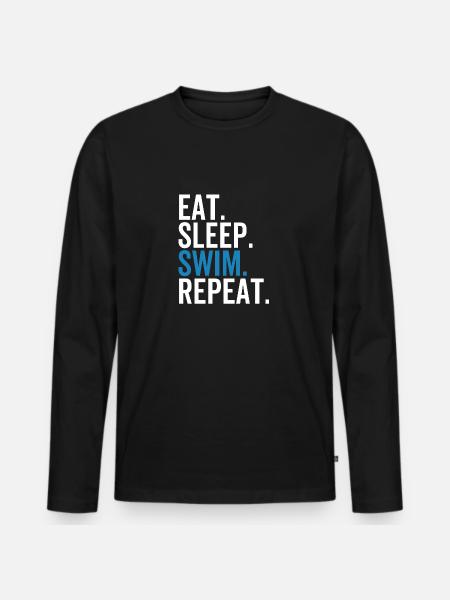 Eat Sleep Swim Repeat - Men's Premium Organic Long Sleeve Shirt - black