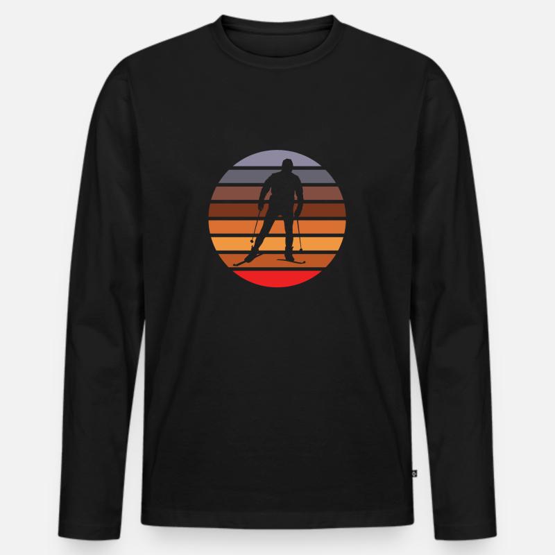Ski Langlauf Langläufer - Männer Premium Bio Langarmshirt - Schwarz