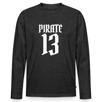 Pirate 13 - T-shirt manches longues Premium bio Homme - anthracite chiné - Devant - Nico (187cm)