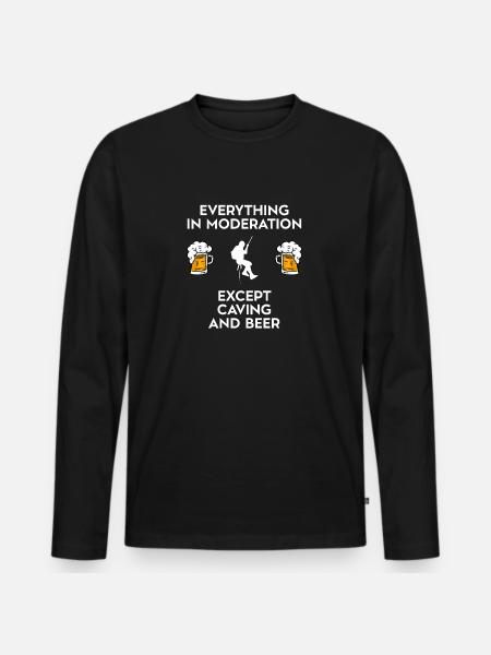Caving Spelunking Potholing And Beer - Men's Premium Organic Long Sleeve Shirt - black
