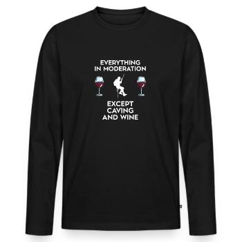 Caving And Wine - Männer Premium Bio Langarmshirt - Schwarz - Vorne - Nico (187cm)