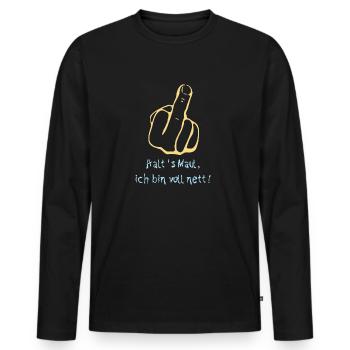 Voll nett - Männer Premium Bio Langarmshirt - Schwarz - Vorne - Nico (187cm)