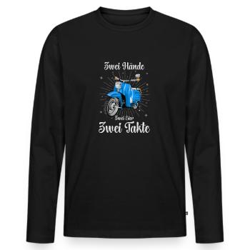 DDR Moped Simson KR51 Schwalbe Shirt - Männer Premium Bio Langarmshirt - Schwarz - Vorne - Nico (187cm)