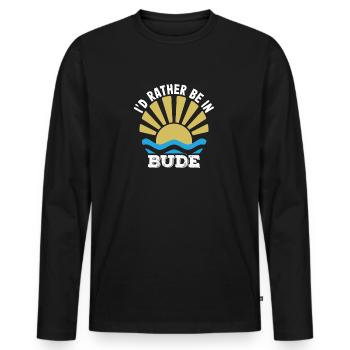 Urlaub UK - Cornwall - Ich wäre lieber in Bude - Männer Premium Bio Langarmshirt - Schwarz - Vorne - Nico (187cm)