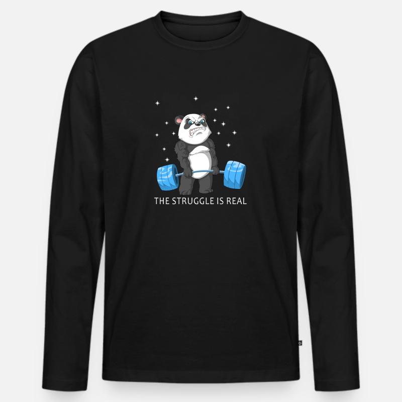 der Kampf ist echter Panda - Männer Premium Bio Langarmshirt - Schwarz