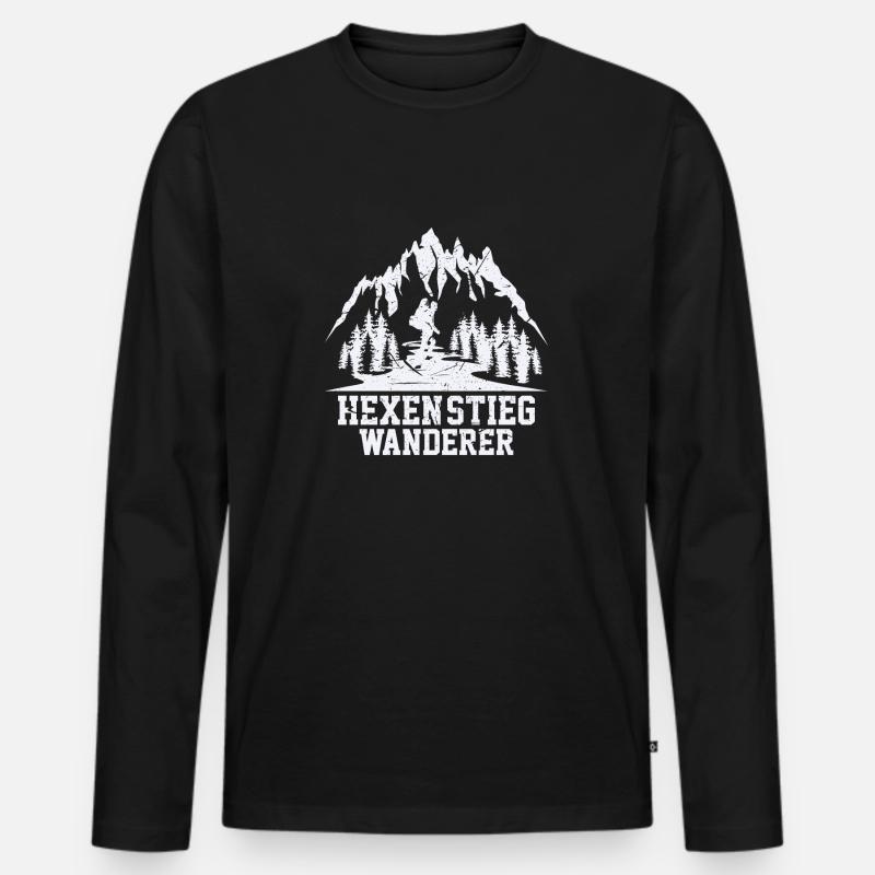 Hexenstieg Wanderer - Männer Premium Bio Langarmshirt - Schwarz