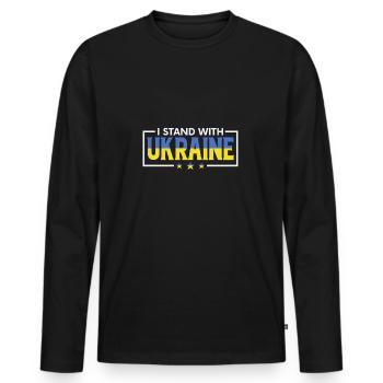 I stand with Ukraine Solidarität mit der Ukraine - Männer Premium Bio Langarmshirt - Schwarz - Vorne - Nico (187cm)