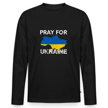 Pray for Ukraine Beten für den Frieden im Osten - Männer Premium Bio Langarmshirt - Schwarz - Vorne - Nico (187cm)