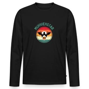 Muhviehstar Kuh Kühe Rind Bauern Landwirt Vieh - Männer Premium Bio Langarmshirt - Schwarz - Vorne - Nico (187cm)