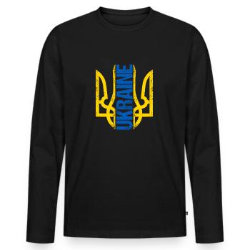 Cadeaux du peuple ukrainien - T-shirt manches longues Premium bio Homme - noir - Devant - Nico (187cm)