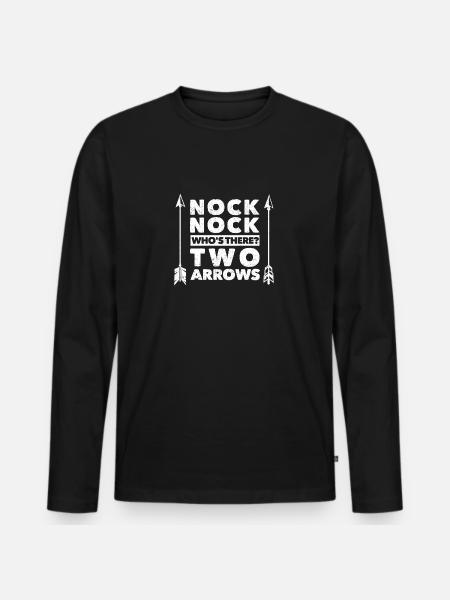 Funny Archery Archer Nock Nock - Men's Premium Organic Long Sleeve Shirt - black