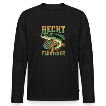 Hecht Flüsterer Angler Hechte Angeln - Männer Premium Bio Langarmshirt - Schwarz - Vorne - Nico (187cm)