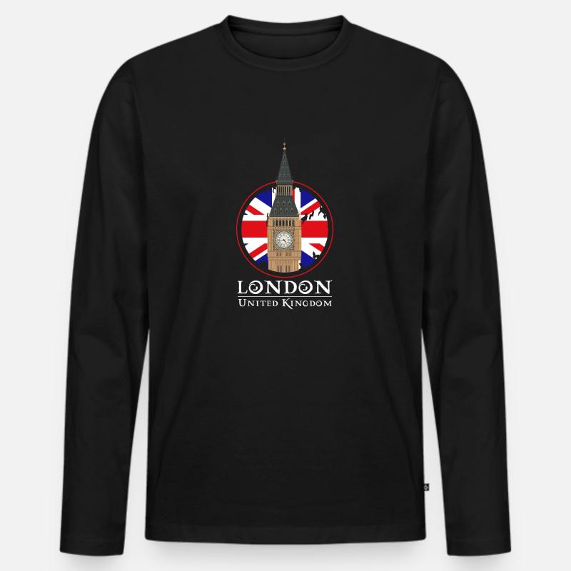 London - Männer Premium Bio Langarmshirt - Schwarz