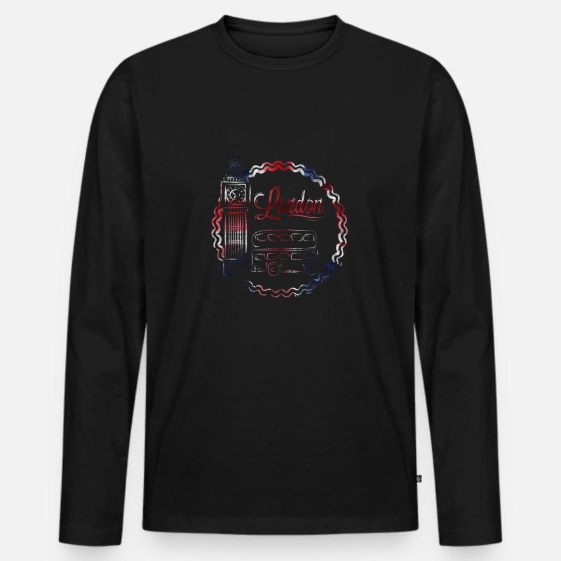 London - Männer Premium Bio Langarmshirt - Schwarz