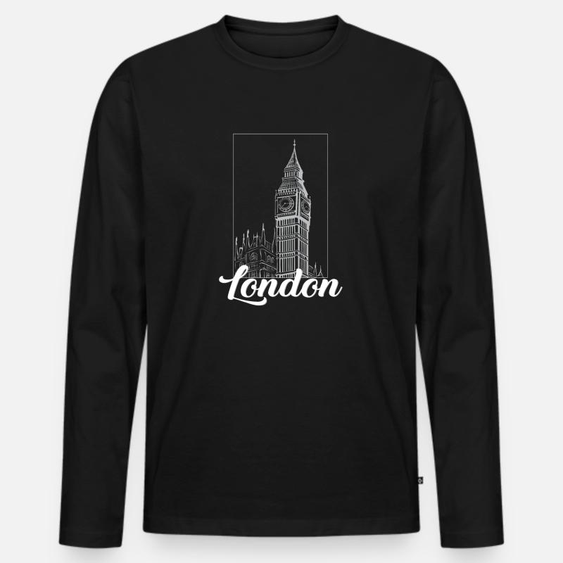 London - Männer Premium Bio Langarmshirt - Schwarz